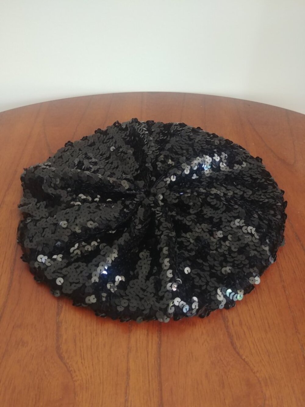 Made in USA black sequin beret hat cap